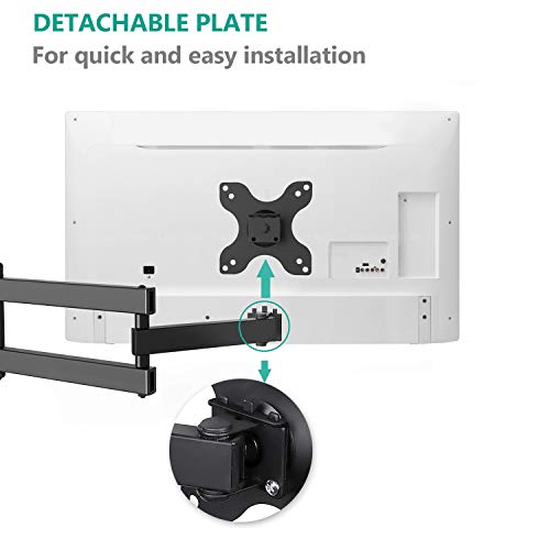WALI TV Wall Mount Articulating LCD Monitor Full Motion 15 inch Extension Arm Tilt Swivel for Most 13 to 32 inch LED TV Flat Panel Screen with Mounting Holes up to 100x100mm (1330LM), Black - Image 6