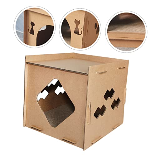 GANAZONO Poste arranhador para gato corrugado refúgio de gatinho arranhador de gato pequeno arranhad