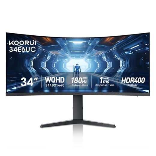 KOORUI 34-inch Ultrawide Curved WQHD 3440×1440 Gaming Monitor, 165Hz 144Hz Curved 1000R- PIP/PBP, 1ms(MPRT) with DisplayHDR 400, DCI-P3 90% Color Gamut, FreeSync Premium, HDMI/DisplayPort, 34E6UC
