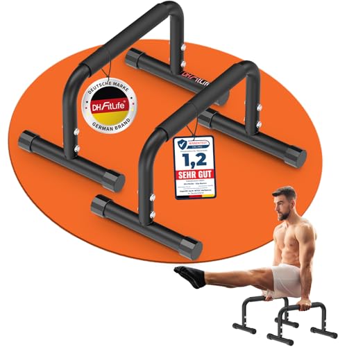 DH FitLife Verstellbare Bars (30-35cm) für Calisthenics | 2 Stufige Liegestützgriffe & Parallettes | 200kg Calisthenics Push Up Bars | Dip Stange für Fitness & Sport | Indoor&Outdoor