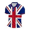 Union Jack Shirt Men UK Ve Day Bunting Flags Great Britain Short Sleeve Polo Shirt Tops Summer Plus Size Collared Button Down England T-Shirts Quick Dry Golf Muscle Tees Blue #2