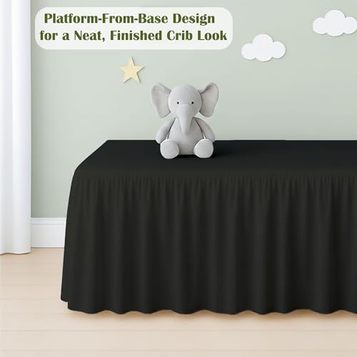 Image of Luxury Crib Bed Skirt 28 inch x 52 inch with 14 Inch Drop Soft & Breathable Dust Ruffle Fits Standard Crib and Toddler Bed Nursery Microfiber Fabric Ruffle Bed Skirt for Baby Boys or Girls Black Solid