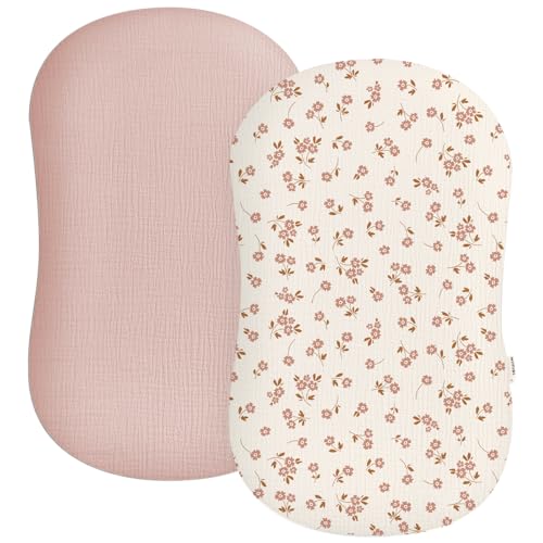 Image of Muslin Baby Lounger Cover 2 Pack, Soft Breathable Newborn Lounger Pillow Cover for Boys Girls Infant
