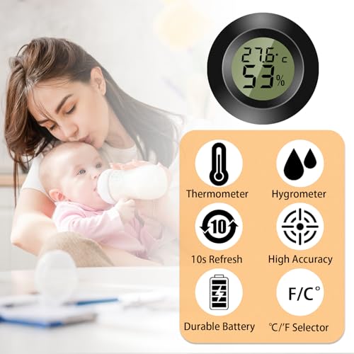 ZHITING Hygrometer Thermometer Mini Digital Temperatur Luftfeuchtigkeitsmessgerät Rund Humidity Meter für Innenräume, Gewächshäuser, Terrarien, Gitarrenkoffer,Humidor, Inkubatoren & Glas (3er Pack)