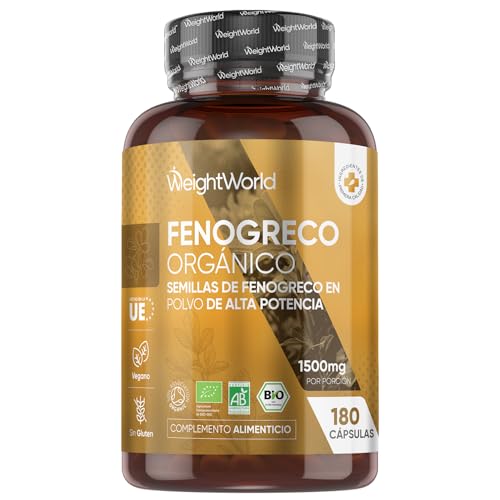 Suplemento Puro Orgánico de Fenogreco Cápsulas 1500mg, 180 Cápsulas | Suplemento Bio Vegano de Semillas de Fenogreco de Alta dosis Diaria, Con Certificación Orgánica Soil Association