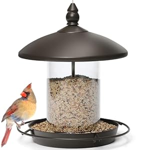 Metal Roof Bird Feeder – Chew Proof for Outdoor Hanging Wild Bird Seeds. Bronze