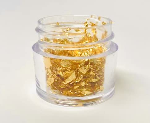 24 Karat Edible Genuine Gold Leaf Flakes - 30mg - Imported from Italy - for Cake Decorating, Baking, Cooking, Cupcakes, Chocolates, Drinks - Edible Gold Sheets