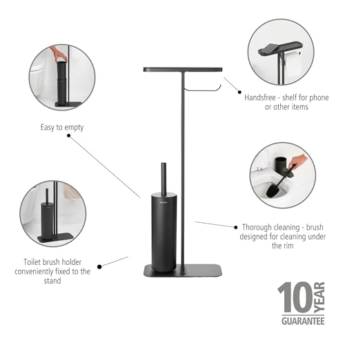 Brabantia - Mindset Toilet Butler - Bathroom Shelf, Toilet Roll Holder and Hygienic Toilet Brush - Corrosion Resistant Steel - Stable and Non-Slip Base - Infinite Grey - 75.5 x 12.5 x 29 cm - Image 3
