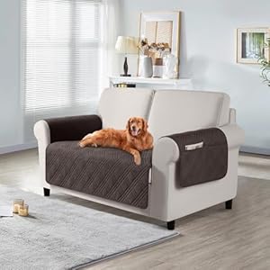 TAOCOCO Waterproof Loveseat Covers for Pets Dogs with Non Slip Backing Sofa Seat Covers with Side Pocket for 2 Cushion Couch Washable Dog Couch Cover Protector Sofa SlipcoversLoveseat Chocolate