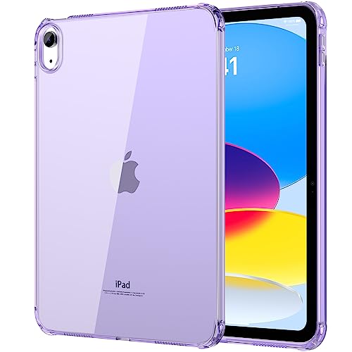 Image of MoKo Clear iPad 10th Generation Case, iPad 10 Case, Slim & Lightweight Soft TPU Anti-Scratch Back with Shockproof Impact Resistant Raised Edge for 10th Gen iPad Case 2022, Lilac Purple