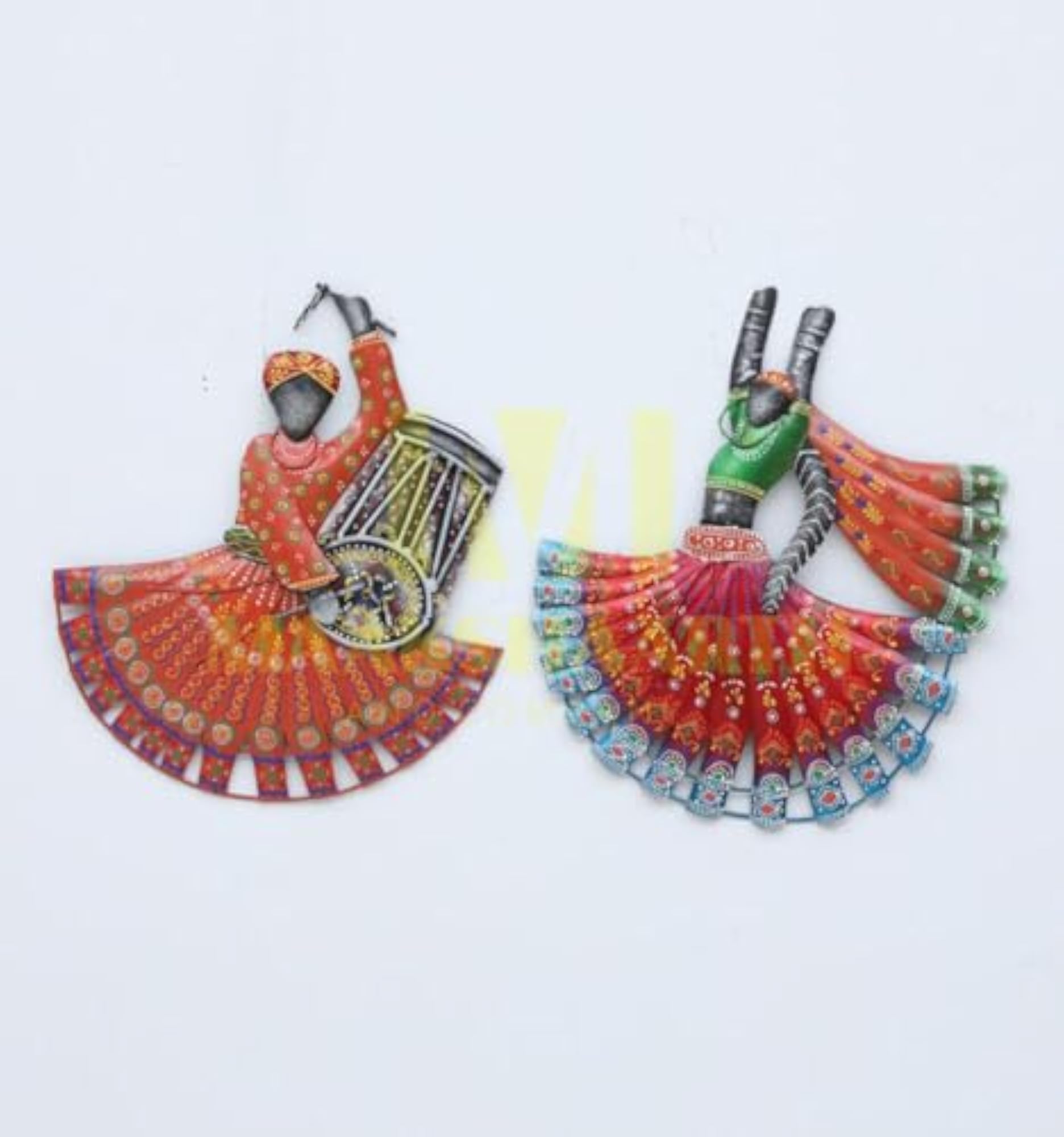 Rajasthani Dancer Metal Wall Decor, Artistic Frame Set