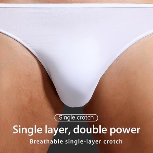Men’s Modal Bikini Briefs Low Rise Underwear with Breathable Single Layer Pouch Microfiber Underpants White ES20114