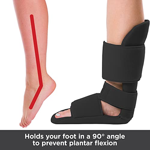 BraceAbility Padded 90 Degree Plantar Fasciitis Boot | Soft Night Splint to Stabilize Foot and Ankle, Stretches Plantar Fascia Ligament and Supports Achilles Tendon (Medium)
