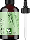 Pure Tea Tree Oil 4oz - Tea Tree Essential Oil for Hair Skin and Nails - Australian Tea Tree Oil 100 Percent Pure Essential Oils for Skin Use Scalp Cleanser Nail Care and Aromatherapy Diffuser Oils