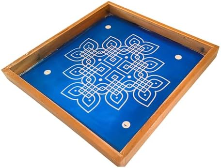 Anciently Padi Kolam Rangoli Stencil Wooden, Rangoli Sacha Wooden, 1 Piece (10x10 Inches)
