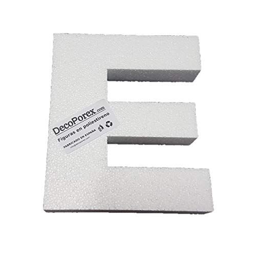 Lettre E de 20 cm de hauteur en polystyrène expansé non peint