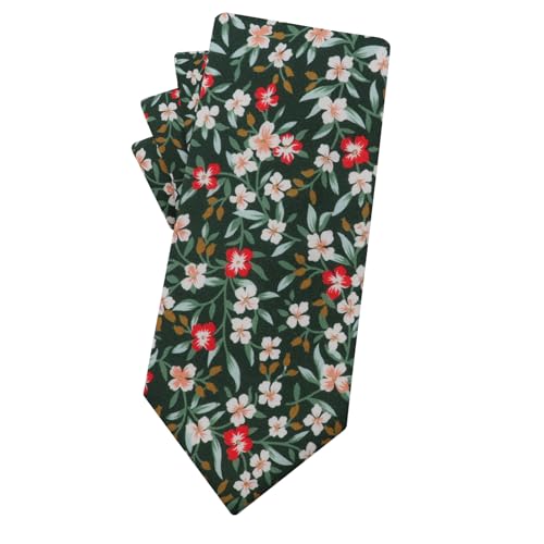 Image of Mantieqingway Men's Cotton Floral Neck Tie 2.56'' Printed Skinny Tie