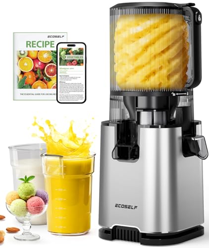 ECOSELF Cold Press Juicer with Extra Large Feed Chute For Whole Fruits & Vegetables, High Juice Yield, Grey