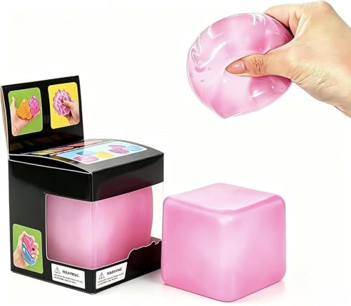 Premium Big Block Cube ,Ice Cube Squishies Toys,Durable, Slow-Rebound fingertip Exquisite Spherical ice Cube with boxGift-Ready (Pink)