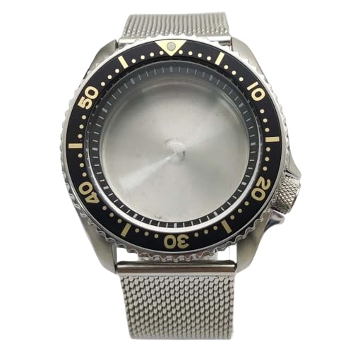 Boîtier Montre Vintage Plongée 42mm avec Bracelet Maille Inox pour Mouvement Seiko NH35 NH36