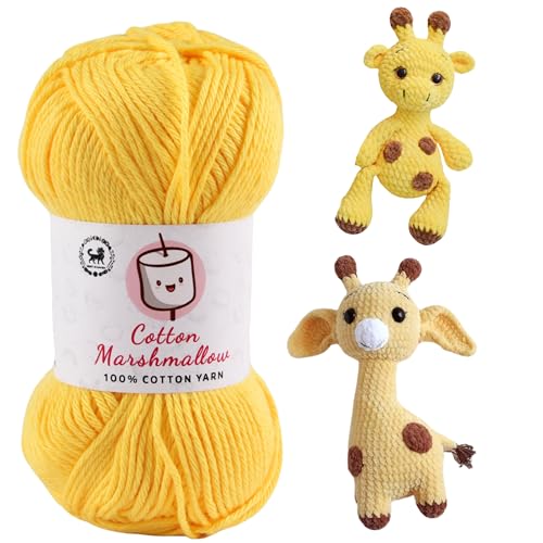 Image of NESTNHAVEN Cotton Marshmallow 100% Cotton Yarn - (50 g, 130 m) - Luxury Yarn for Crochet, Amigurumi, Embroidery, Toys, Garments, Flowers and Hobby Projects (Yellow)
