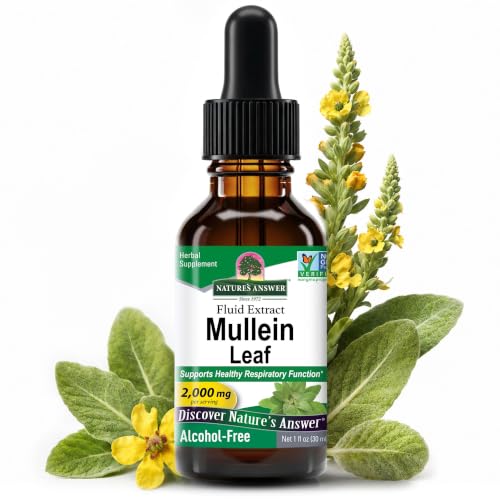 Natures Answer Mullein Leaf | Herbal Supplement | Supports Healthy Respiratory Function & Healthy Mucous Membranes | Non-GMO & Kosher | Gluten-Free & Alcohol-Free 1oz