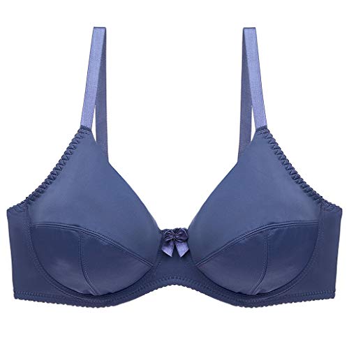 wodceeke Womens Gathered Underwire Bra Adjustable Bras Underwear for Women (Blue,42E)