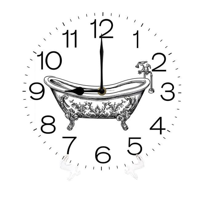 Geroclonup Home Decor Vintage Bathtub Wall Clock for Bathroom 25cm Battery Operated Wall Clocks,Vintage Silent Home Decor for Bathroom,Living Room,Bedroom
