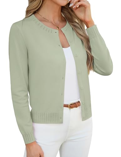 GRACE KARIN Womens Cardigan Sweaters Trendy Cropped Cardigans Lightweight Button
