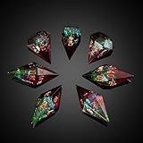 CRITALLIC 7PCS Diamond DND Dice Set,Transparent Sharp Edge Die Set D&D RPG Polyhedral Dice,for TTRPG Games Roleplaying Games.(Red and Green)