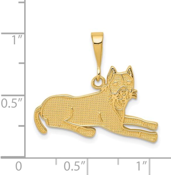 Miniatura 4 de IceCarats 14K Yellow Gold Pit Bulldog Necklace Charm Pendant