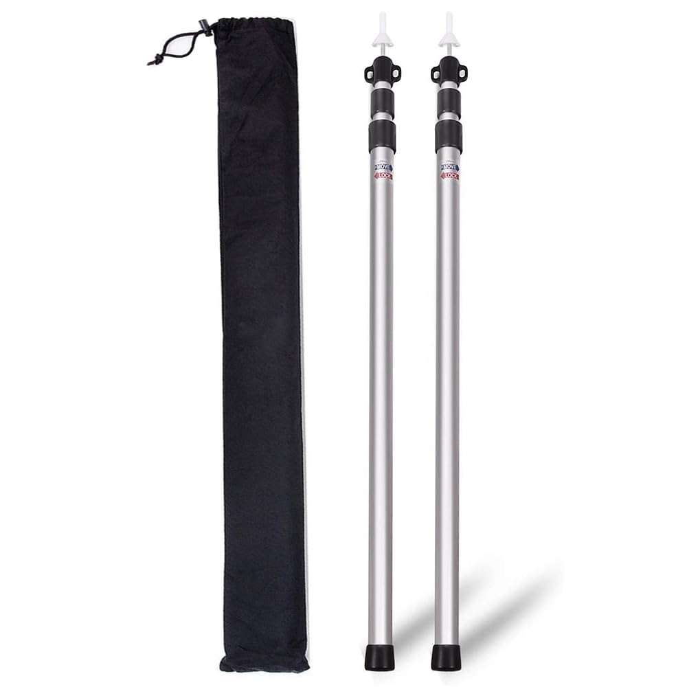 Teleskop-Planenmast aus Aluminium, 2,3 m, verstellbare Zelthalterung, für Segeltuch, Schatten, Zelt, Camping, Zubehör für Vorzelt, Segeltuch, Garten, 2 Stück