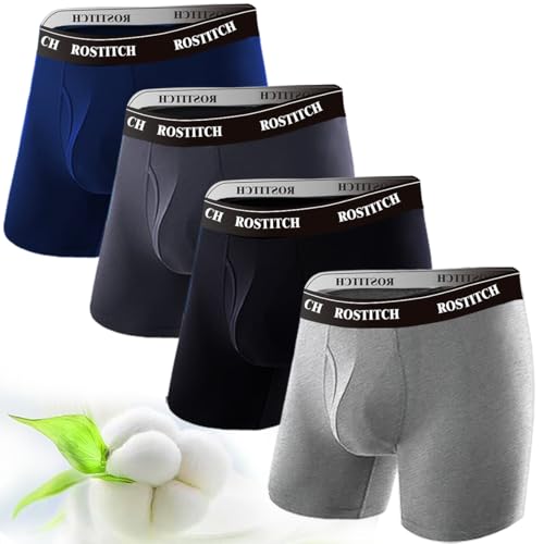 Men's Boxer Briefs, Soft and Breathable Upgrade cotton men‘s underwear with Fly, Super elasticity mens underwear