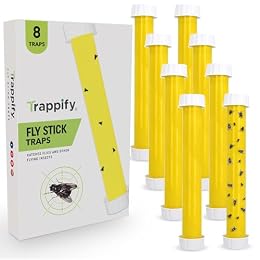 Trappify Hanging Fly Traps Outdoor: Fruit Flies and Flying Insect Trap for Indoor & Outdoor Use I Disposable Sticky Fly Trap Indoor House Pest Control (8 Pack)