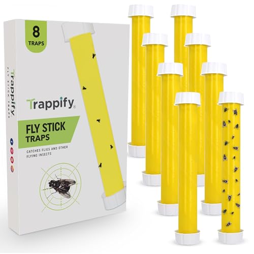 Trappify Hanging Fly Traps Outdoor: Fruit Fly Traps for Indoors | Gnat Trap | Gnat Traps for House Indoor | Fly Trap Indoor - Disposable Sticky Fly Trap for Indoor House Pest Control (8 Pack)