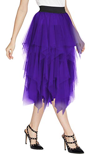 Women's Elegant Mesh Layered Tulle Skirt Sheer Tutu Skirt Midi Skirts4