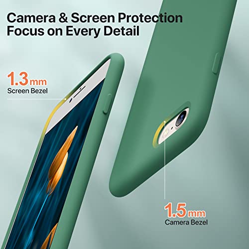 Image of Miracase Ultra Slim Designed for iPhone SE Case 2022(3rd Gen) /iPhone SE 2020 Case(2nd Gen) /iPhone 7 Case /iPhone 8 Case with Screen Protector, Multi-Color Silicone Shockproof Phone Case(Acacia Green)