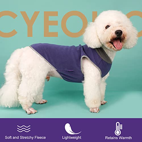 Cyeollo 2 Pack Fleece Dog Sweater Stretchy Pullover Soft Dog Jacket With Reflective Stripe Lightweight Sweatshirt Pet Clothes Coats For Small Dogs Grey & Blue #TOP5