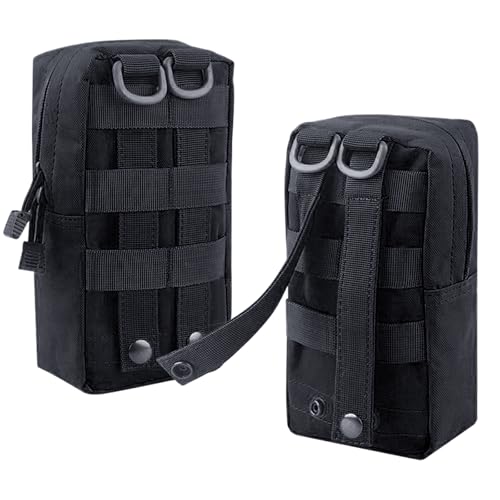 FUNANASUN 2 Pack Molle Pouches Tactical Compact Water Resistant EDC Pouch (Black) - Thumbnail 7