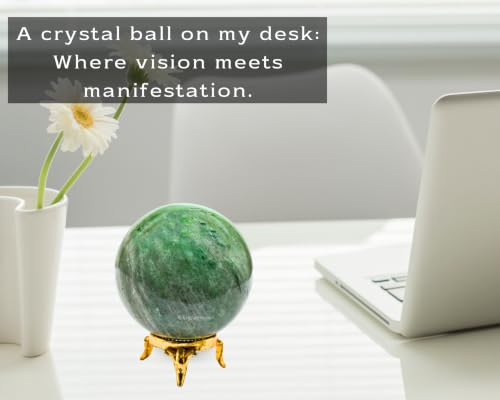 Image of Certified Green Aventurine Crystal Ball for Meditation - Premium Crystal Vastu Items for Home and Feng Shui Items for Good Luck - Ideal for Pooja Supplies and Spiritual Practices (2.5 inch Inch)