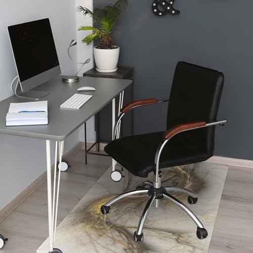 Tapis de sol marbre doré en PVC résistant pour fauteuil de bureau