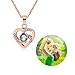 ZLHZW Personalized Picture Projection Necklace for Women - Custom Photo Love Heart Pendant with Cubic Zirconia - Customized Portrait Jewelry - Birthday Anniversary Memorial Gifts for Her-Rose Gold