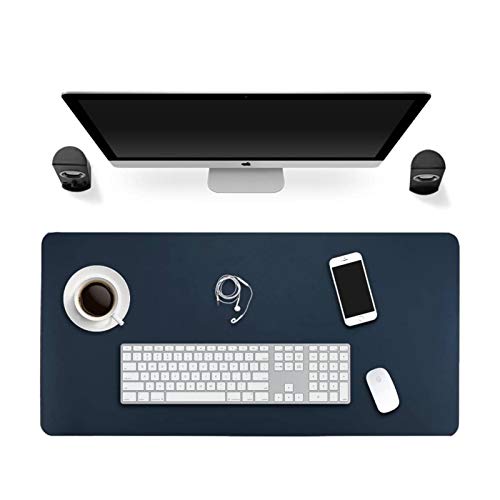 JIAN YA NA PU Leder Mauspad Matte Wasserdicht Perfekte Doppelseite Schreibtisch Schreibmatte für Büro und Zuhause Ultradünne 2mm (Blau + Gelb, 90 x 45 cm)