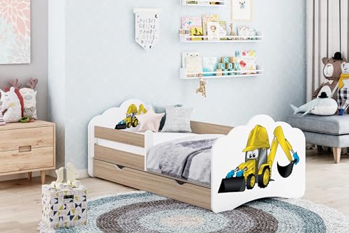 Happy Babies Kinderbett - Mit Matratze & Schublade und Rausfallschutz,...