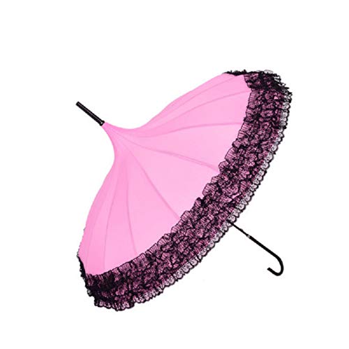 傘 プリンセスレースパゴダ傘用ストレートバーセミオートマチックロングハンドフックレインギアレディサンシェード女性パラソル