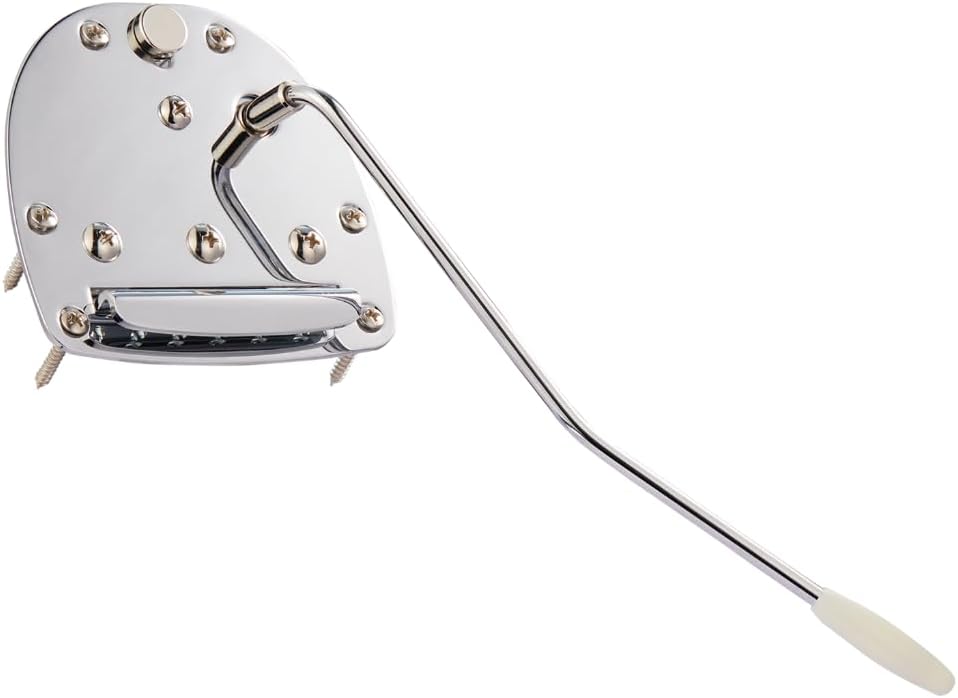 KAISH Electric Guitar Tremolo Assembly Tremolo Bridge Vibrato Tailpiece with Tremolo Arm for Jaguar/Jazzmaster with Lock Button Chrome