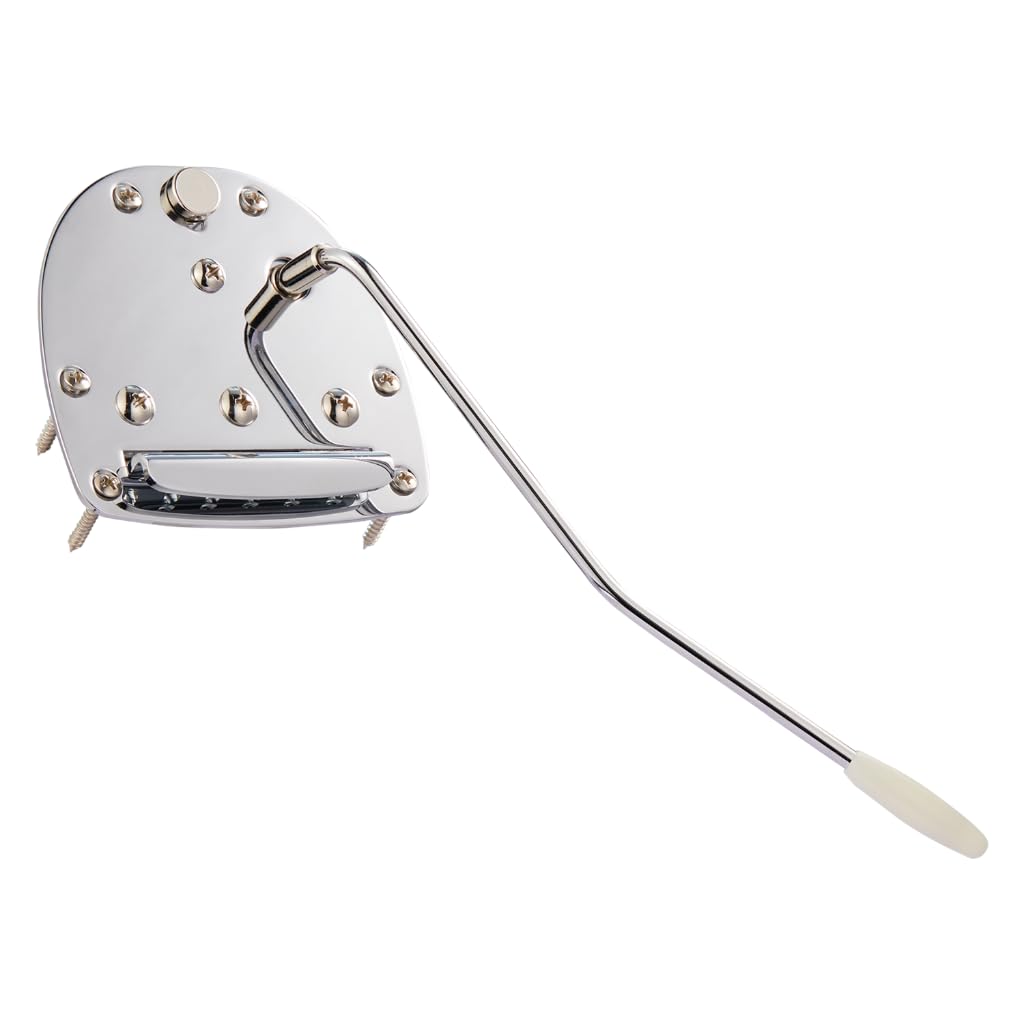 KAISH E-Gitarre Tremolo Montage Tremolo Bridge Vibrato Saitenhalter mit Tremolo-Arm für Jaguar/Jazzmaster mit Verriegelungsknopf Chrom