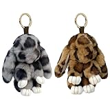 SKIPTHYBER Hase Plüsch Schlüsselanhänger, 2 Stück Süße Plüsch Bunny Schlüsselanhänger Anhänger, Schlüsselhalter Kaninchen, Taschenanhänger Handtasche Autoschlüssel Dekoration für Ostern Mädchen