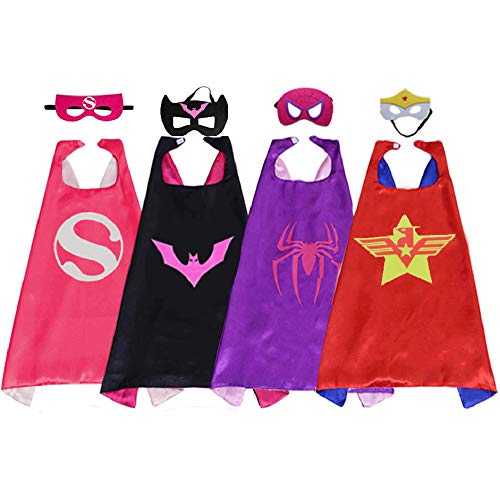 Kids Costumes 4PCS Superhero Capes Set for Girls Dress Up Party Favors (4-Pack)