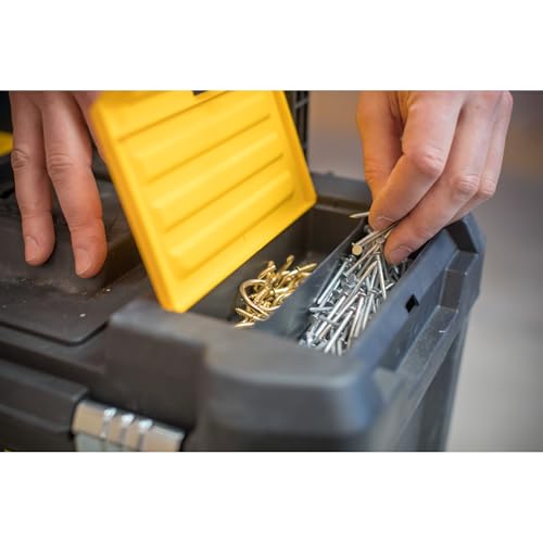 STANLEY Essential Rollende Werkstatt (3-in-1 stapelbare Boxen, leerer Werkzeugkasten, belastbar bis zu 20kg, mit Metallverschlüsse, Organizer für Kleinteile im Deckel) STST1-80151
